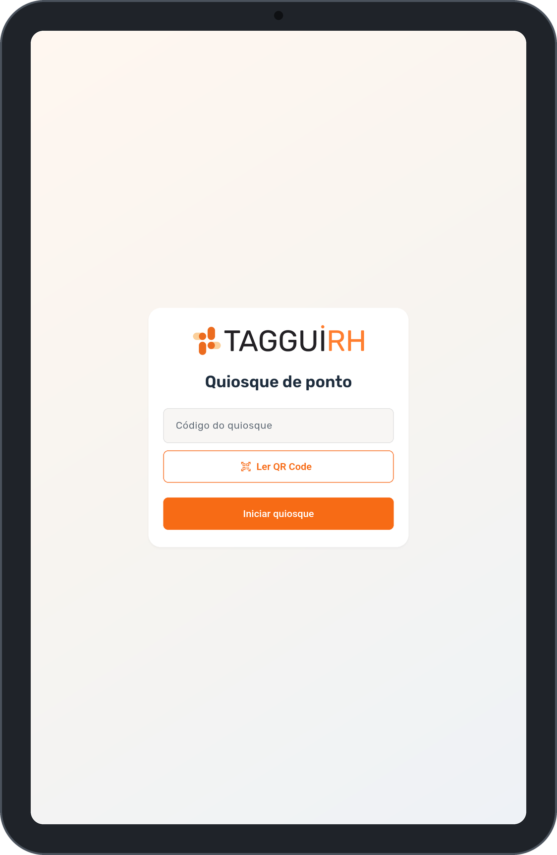 Tela para informar o código ou ler o QR